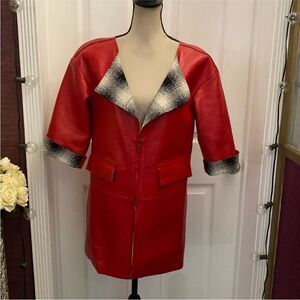 Chanel Red Leather Women's Jacket, S